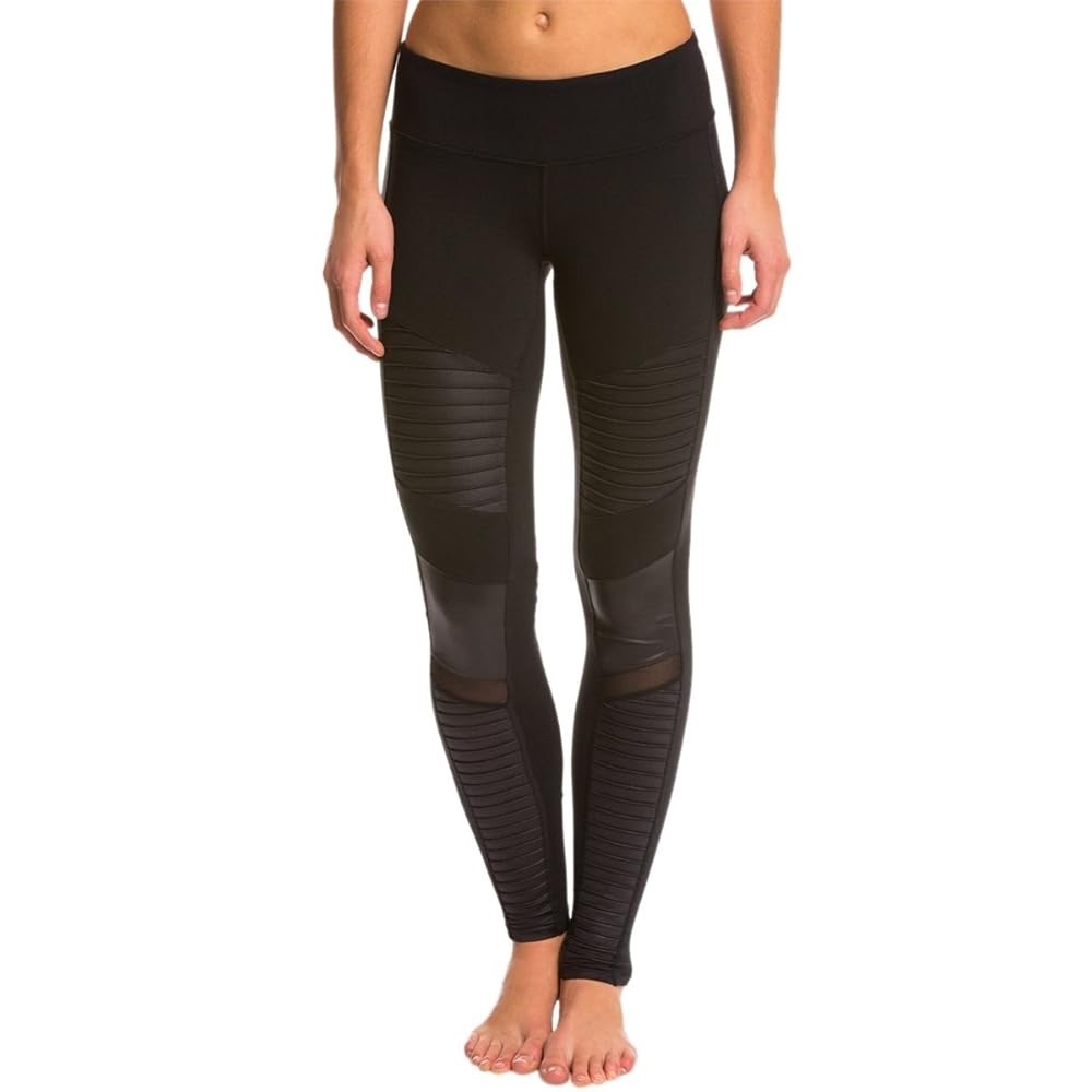 ALO Yoga Mid-rise Moto Leggings in Black/Black Glossy
